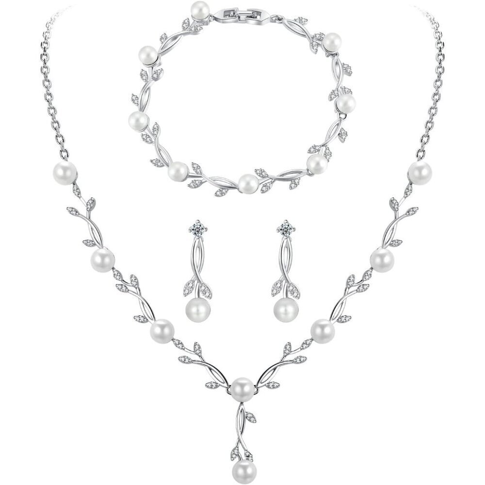 Jewelry Set for Women Cubic Zirconia Pearl Wedding Party Bridesmaid Gifts